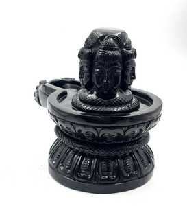 Statuette de Shiva sculptée à la main en pierre noire avec Nandi Panchmukhi Mahadev, design Art Déco pour la décoration de la maison, cadeau d'anniversaire ou de mariage - Product Image 3