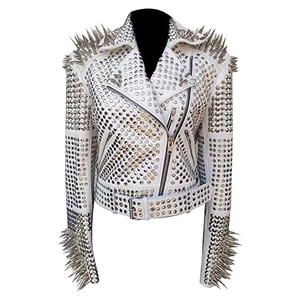 Faux leather studded jacket with <b>studs</b> customized design women jackets - Product Image 1