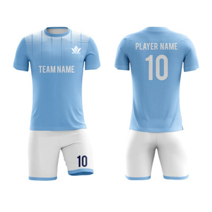 Conjunto de Camiseta de Fútbol con Estampado en Degradado Blanco y Azul, Unisex, Manga Corta, Sublimada, Absorbe la Humedad, Ajuste Atlético, Uniforme para Todas las Temporadas - Product Image 3