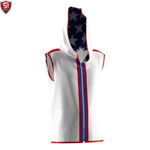 Al por mayor Bata de boxeo sin mangas con capucha para hombre, para entrenamiento de gimnasio y MMA, corte ajustado, talla XL, ropa deportiva con logotipo personalizado, de poliéster y algodón - Product Image 5