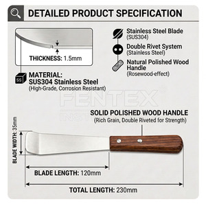 Espátula Resistente de Acero Inoxidable con Mango de Madera y Remaches de Acero – Herramienta Multiusos para Mezclar Químicos de Laboratorio y Aplicar Cera Dental - Product Image 5