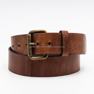 Ceinture décontractée en cuir robuste de qualité supérieure pour hommes, avec boucle à rouleaux en laiton antique très résistante, ceintures et accessoires pour hommes - Product Image 6