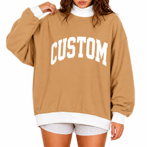 Sweat-shirt confortable à col montant en tricot pour femme, broderie personnalisée, tissu polaire, séchage rapide, anti-rétrécissement - Product Image 1