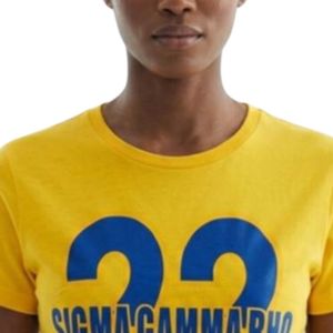T-shirt graphique doré pour femme, manches courtes, col rond, décontracté, streetwear, tee-shirt en coton imprimé personnalisé, vêtement tendance - Product Image 2