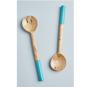 Hot Selling Eco-Friendly Wood with Resin Handle <b>Salad</b> Server Set Dishwasher Safe Modern Custom Color <b>Salad</b> <b>Tools</b> Home Kitchen - Product Image 5