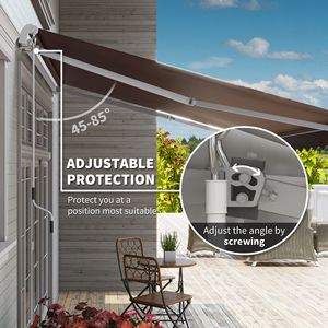 Toldo Retráctil para Patio de 12 Pies x 8 Pies, Color Marrón, Manivela Manual, Marco de Aluminio Plegable, Protección UV para Terrazas y Patios, Máx. 5 Metros - Product Image 4