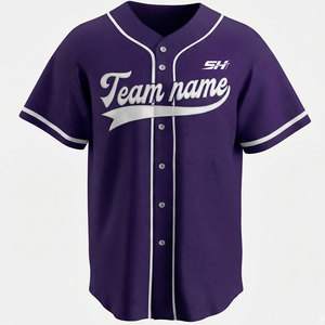 Ensemble d'uniformes de baseball de couleur violette magnifique, uni, teint, motif uni, col en V, pour hommes, baseball et softball - Product Image 1