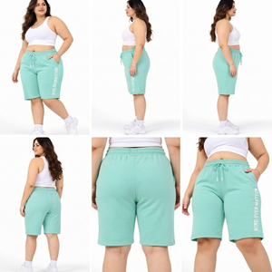 Custom OEM Plus Size Women's Mid Waist <b>Knee</b> Length Gym Shorts Embroidered Breathable Eco-Friendly Quick Dry - Product Image 6