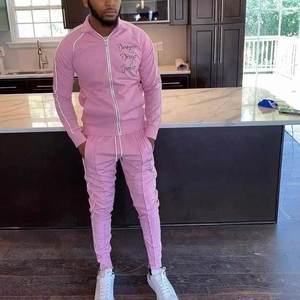 Custom Mens Slim Fit Jersey <b>Tracksuit</b> Set Premium 2 Piece Jogger Suit With Zipper Reflective Stripes Gym Sportswear OEM - Product Image 2