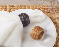 Lot de 4 anneaux de serviette en bois de manguier naturel, supports de serviette en bois pour décoration de table, dîner, mariage, fête, salle à manger rustique, maison