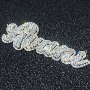 จี้เพชรโมอิสซาไนต์ขายดีสำหรับผู้ชาย เงินแท้ 925 ทอง 10K/14K/18K จี้ชื่อ สร้อยคอเพชรผู้ชาย - Product Image 2