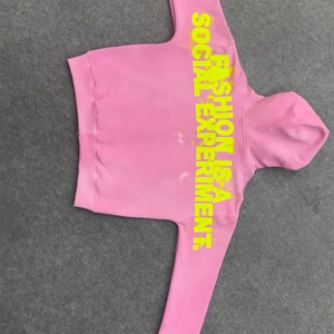 Pink Zip-Up Hoodie Unisex Streetwear Fleece Cotton Print Front Logo Regular Fit Autumn Hooded Sweatshirt - Product Image 3