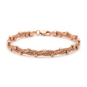 Bracelet minimaliste plaqué or rose pour femme, bijoux à porter au quotidien, design simple avec accents de perles - Product Image 1