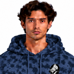 Navy Blue <b>Leopard</b> <b>Print</b> <b>Hoodie</b> Heavyweight Pullover Sweatshirt Oversized Fit Drawstring Hood Kangaroo Pocket Casual Streetwear - Product Image 3