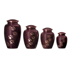 Lot de 3 urnes de crémation Design moderne feuille gravée métal laiton couvercle Domtop Urn de crémation pour animaux de compagnie - Product Image 2