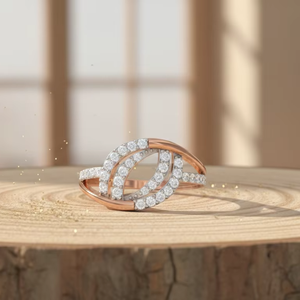 แหวนเพชรโรสโกลด์สุดโรแมนติก ดีไซน์ประดับอัญมณีระยิบระยับหลายแถวอย่างหรูหรา - ของขวัญที่สมบูรณ์แบบสำหรับเธอ - Product Image 4
