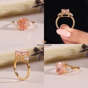 แหวนทองคำแท้ 14K น้ำหนัก 4.00 กะรัต ดีไซน์ทรงคุชชั่นสุดพิเศษ ประดับเพชร VS2 ความใสระดับ VS2 สีชมพูสดใส ผลิตด้วยเทคนิค CVD ได้รับการรับรองจาก IGI - Product Image 5