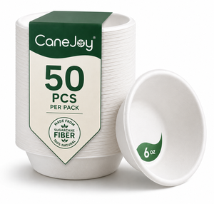 CaneJoy CJ-6 Sugarcane Fiber Classic Bowl Tray Eco-Friendly Biodegradable Compostable Disposable Microwave <b>Freezer</b> Safe Heavy - Product Image 1