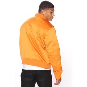 Chaqueta Bomber Naranja para Hombre, Color Sólido, Cuello Camisero, Cierre de Cremallera, Estilo Casual, Corte Regular, Material de Poliéster, Ropa de Otoño - Product Image 4