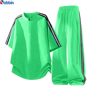 Nuevo Conjunto Deportivo Unisex Estilo Casual de Verano para Hombre, Top Negro de Manga Corta con Media Cremallera y Cuello Redondo a Rayas - Product Image 4
