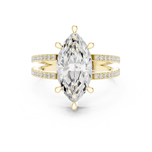 Classic <b>Split</b> Shank 14K Yellow Gold IGI Certified Lab Grown Diamond 3 CT Marquise Cut Anniversary Wedding Engagement Halo <b>Ring</b> - Product Image 1