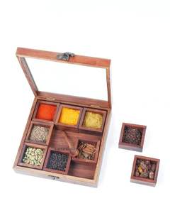Boîte à épices en bois classique pour l'organisation de la cuisine à prix abordable. Boîte à épices en bois artisanale de CRAFT ZONE EXPORT. - Product Image 5