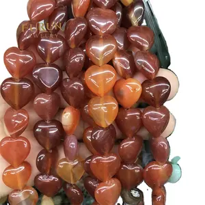 20mm 25mm Forma Do Coração Pedra Natural Beads Imagem Ágata Amarelo Jade Para Fazer Jóias