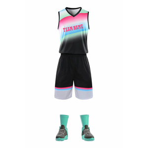 Conjunto de Camiseta de Baloncesto Unisex, Color Degradado, Sublimada, Absorbente de Humedad, 100% Poliéster, Corte Atlético, Nombre del Equipo en la Parte Delantera - Product Image 2
