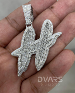 Pendentif Lettre A-Z Personnalisé en Argent Sterling 925 Plaqué Or, Style Hip Hop de Luxe, avec Moissanite et Logo Initiale - Product Image 1