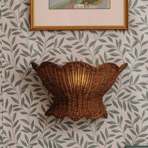 Lámpara de Pared de Ratán Tejida a Mano, Estilo Rústico Vintage, Decorativa, de Mimbre, Estilo Boho, Hecha a Mano, para Interiores - Product Image 1