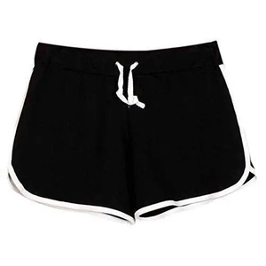 Shorts de Punto Negros para Mujer con Franja Lateral Blanca, Cintura con Cordón Ajustable, Estilo Casual, Diseño Transpirable, Nuevo Modelo 2026 - Product Image 1