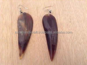 Boucles d'oreilles pendantes de luxe en corne naturelle pour femmes, taille personnalisée, faites à la main, certifiées IGI, bijoux de fête - Product Image 3