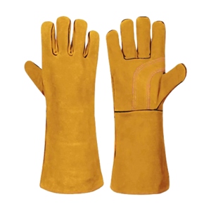 Gants de soudage en cuir de vachette jaune renforcé de qualité supérieure, résistants à la chaleur, longs, résistants à l'abrasion, gants de sécurité pour le travail - Product Image 1