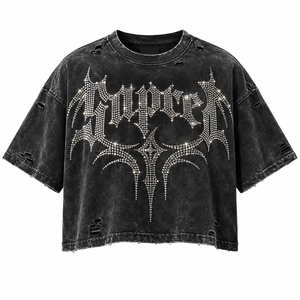 เสื้อยืดคอตตอนเจอร์ซีย์ทรงโอเวอร์ไซส์สำหรับผู้ชาย พิมพ์ลายดิจิทัล ประดับเพชร กราฟิกทรงบ็อกซี่ สไตล์ Y2K สตรีทแวร์ แขนสั้น - Product Image 6