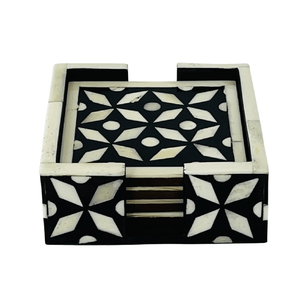 Bone Inlay Coaster Stylish Coasters <b>Table</b> <b>Protectors</b> for Hot/Cold Drinks Black White Triangular Pattern Non-Slip Coaster - Product Image 6