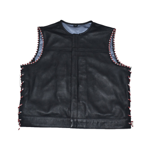 Gilet Moto en Cuir PU de Qualité Supérieure pour Homme, Col Rond, Couleur Unie, Décoration à Rivets, Longueur Standard, Vêtement d'Extérieur Automne 2026 – Vente en Gros - Product Image 1
