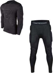 Ensemble de protection pour gardien de but avec maillots et pantalons de compression rembourrés EVA pour le rugby, le lacrosse et le football. - Product Image 5