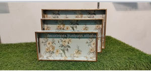 Plateau en bois moderne de haute qualité pour servir avec un design imprimé Idéal pour une utilisation en cuisine Fêtes Décoration de style fermier en provenance d'Inde - Product Image 2