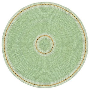 Round Braided Jute Area Rug Solid Green Color Non-Slip Rubber Backing Modern Style Living Room Flat Pile Thin Thickness - Product Image 1