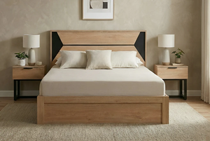 Lit King Size en bois massif fait main, design de qualité supérieure, mobilier de luxe avec pied de lit - Product Image 2