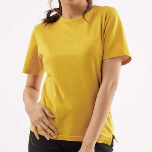 T-shirts de haute qualité en coton et polyester, couleur jaune, logo entièrement personnalisé, prix abordable - Product Image 5
