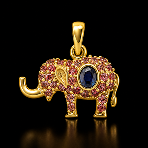 14K White Gold Plated Silver Elephant Pendant Sapphire and <b>Pink</b> CZ Round Cut Charm Jewelry Customizable <b>Necklace</b> For Women - Product Image 2