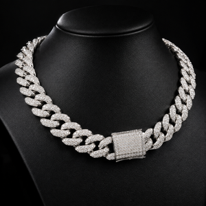 Collar de Plata de Ley 925 con Eslabones Cubanos, Cadena de Moissanita Iced Out, Bañado en Rodio, Joyería Unisex Hip Hop para Fiesta - Product Image 3