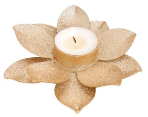 Support de Bougie Chauffe-Plat Fleur Scintillante Dorée – Décoration de Table de Luxe pour Mariage, Fête à Domicile – Vente en Gros - Product Image 1