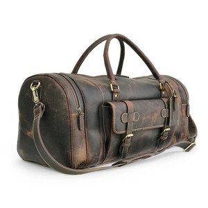 Bolsa de Viaje de Cuero de Grano Completo Hecha a Mano, Estilo Vintage, Bolsa de Fin de Semana, Gran Capacidad, con Cierre, para Hombre y Mujer - Product Image 1