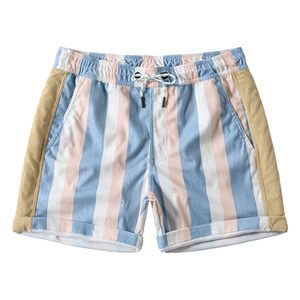 Short de plage pour hommes, imprimé vintage, taille élastique, cordon de serrage, décontracté, pour les vacances, coloré, léger, blanc, pour la plage - Product Image 1