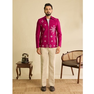 Export Quality Men's Pink Embroidered Traditional <b>Jacket</b> With Matching Cream Pants Elegant Ethnic Wear Set <b>For</b> <b>Wedding</b> Festive - Product Image 1