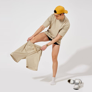 Ensemble 2 pièces décontracté pour homme de bonne qualité : T-shirt et short de sport respirants en fibre de bambou pour l'été, la gym et la course à pied - Product Image 2