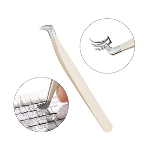 Pince à épiler professionnelle en acier inoxydable pour extensions de cils, outils de maquillage courbés et droits, 1 pièce - Product Image 2