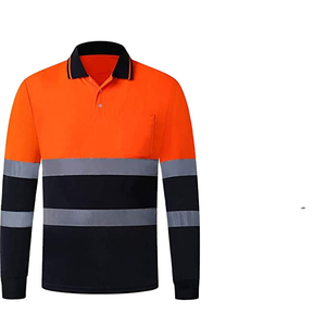 T-shirt de sécurité haute visibilité orange à manches longues pour travaux ferroviaires et de construction, vente en gros - Product Image 2